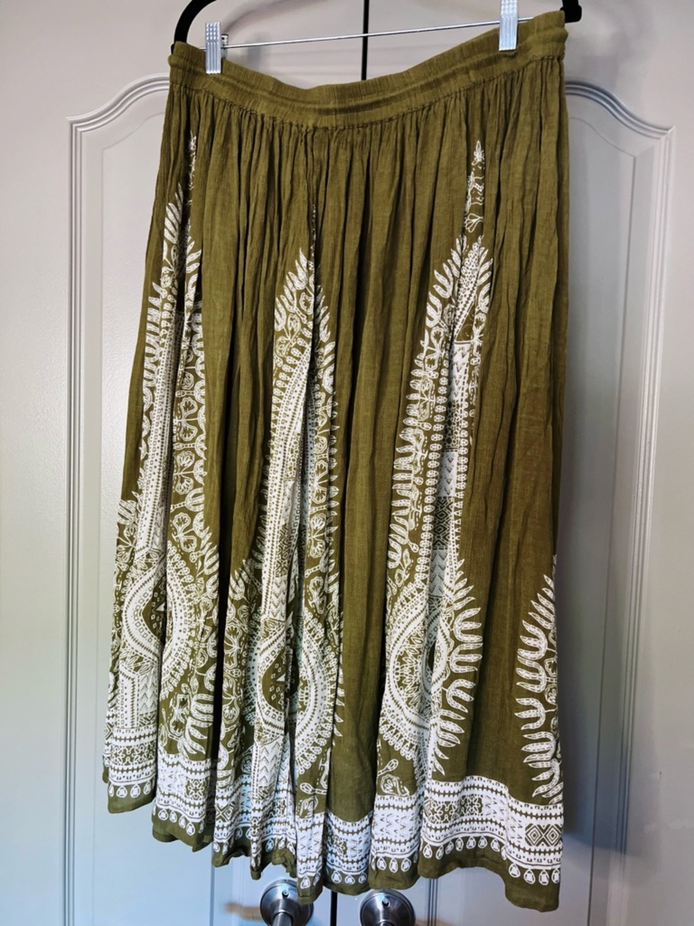Philosophy Olive Boho Maxi Skirt | Size Large | Rayon Festival Skirt - Picture 5 of 8